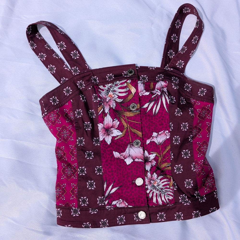 White House Black Market Red Pink Bustier Tank Top